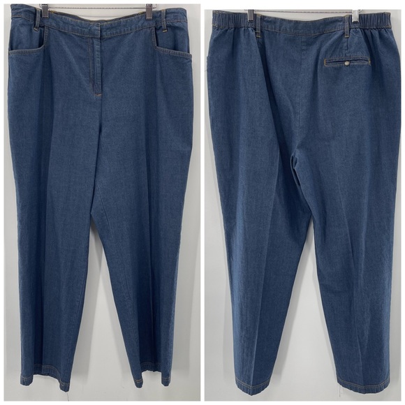 Vintage Jaclyn Smith 100% Cotton Straight Leg Relaxed Fit Cottagecore Pants 20W - Picture 1 of 8